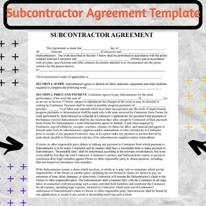 Subcontractor Agreement Template, Independent Contractor, Contractor Form, Contractor Agreement, Subcontractor