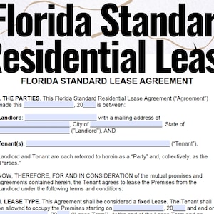 Contrato de arrendamiento residencial estándar de Florida, formularios de contrato de arrendamiento estándar de Florida, plantilla de contrato de arrendamiento estándar de Florida