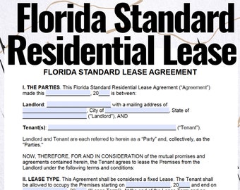 Florida Standard Wohnmietvertrag, Florida Standard Mietvertrag Formulare, Florida Standard Mietvertrag Vorlage