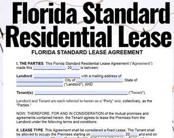 Florida Standard Residential Lease Agreement,  Florida Standard Lease Agreement Forms,  Florida Standard Lease Agreement template