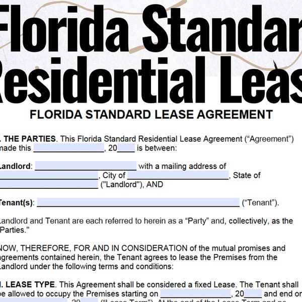 Contrat de location standard en Floride, Formulaires de contrat de location standard en Floride, Modèle de contrat de location standard en Floride