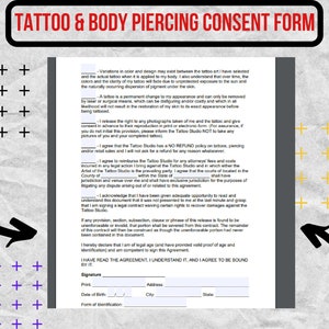 Tattoo &amp; Body Piercing Consent Form / Tattoo and Body Piercing Consent ...