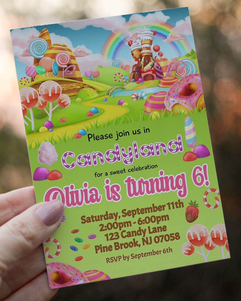 Candyland Digital Birthday Invitation Candy Land Instant Etsy