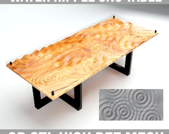 Table Top Water Ripples | Digital 3D Stl file | CNC Router | Carving Woodwork Artistic Panel VCarve | INSTANT DOWNLOAD