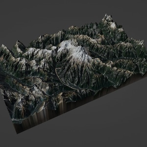 Glacier Peak Washington USA - Fichier STL topographique 3D pour l'impression 3D, la sculpture CNC, la modélisation 3D, l'architecture