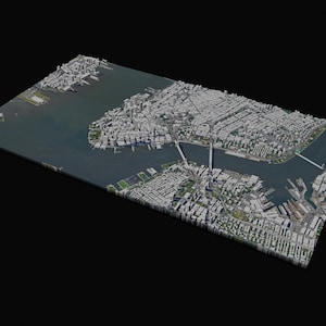 Lower Manhattan NYC - Archivo STL topográfico 3D para impresión 3D, tallado CNC, modelado 3D, arquitectura, Blender