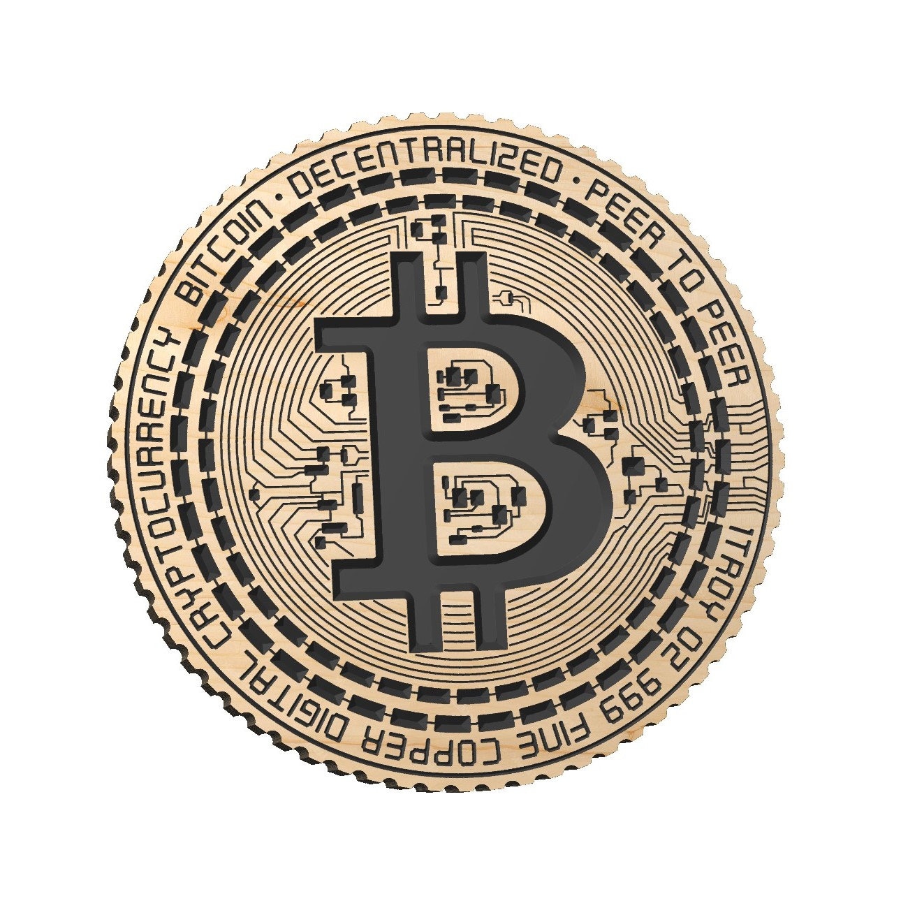 ビットコイン暗号通貨サイン：CNCレーザーカットファイル（SVG、VCarve）