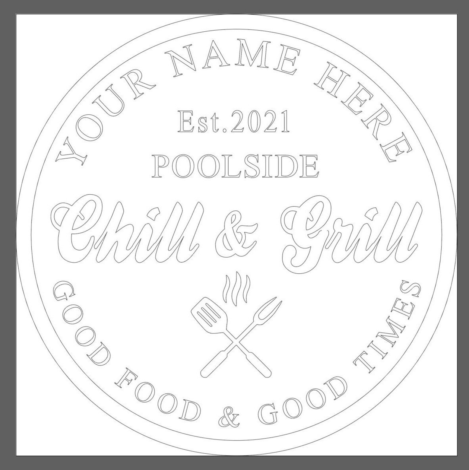 BBQ SIGN Chill Grill Digital File For Carving With CNC Etsy