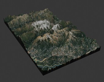 Sawtooth Mt. California - 3D Topographic STL File for 3D printing, CNC carving, 3D modelling, architecture