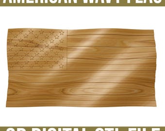 Wavy American Flag 3D | CRV File Vectric Vcarve | STL Model 4 CNC Router - Digital Download