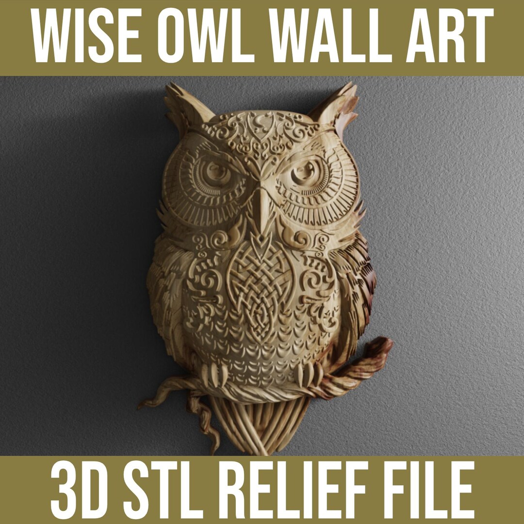 3D Wise Owl STL Relief File: CNC Design Router Cut File - Etsy