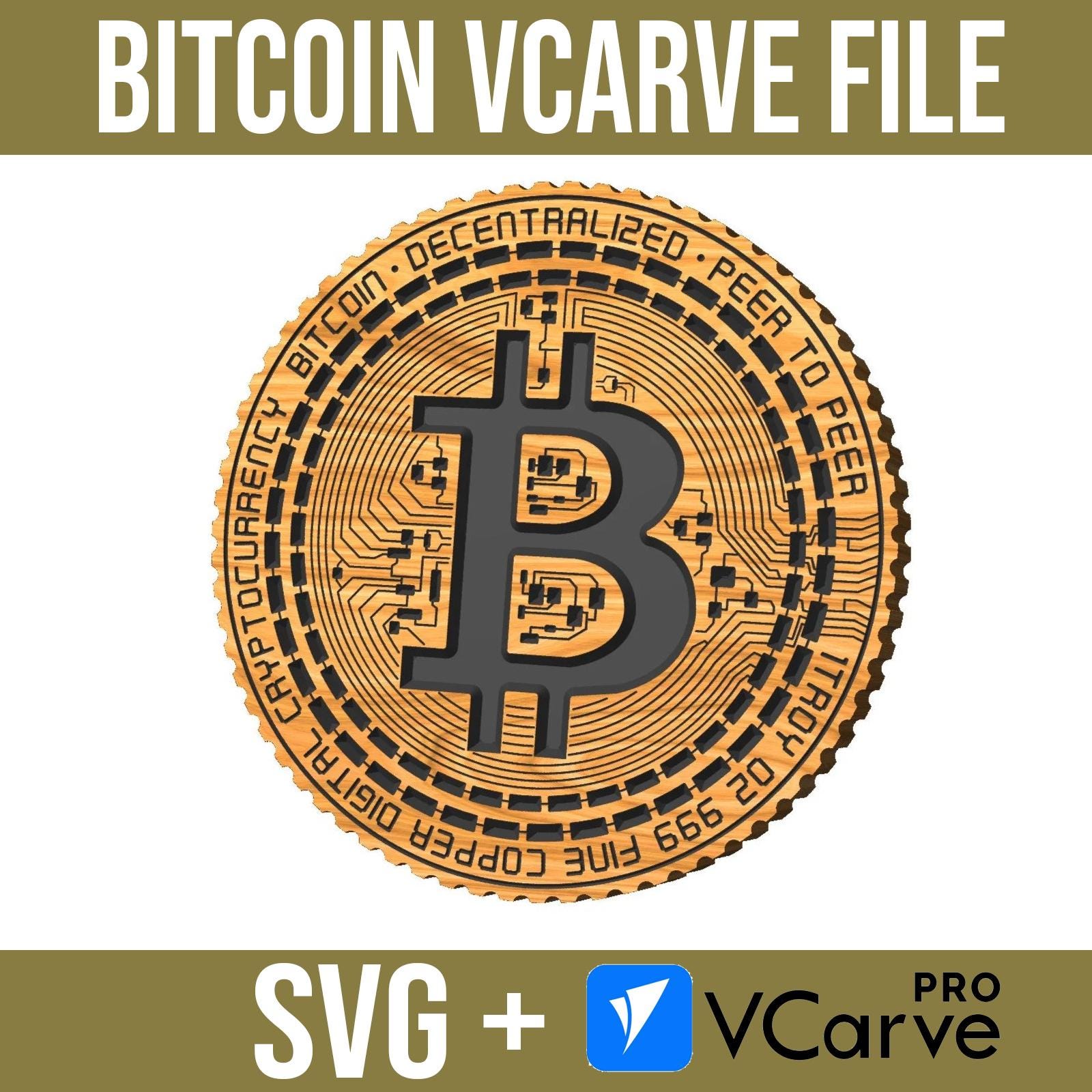 Bitcoin Cryptocurrency Sign: CNC Laser Cut File (SVG, VCarve)