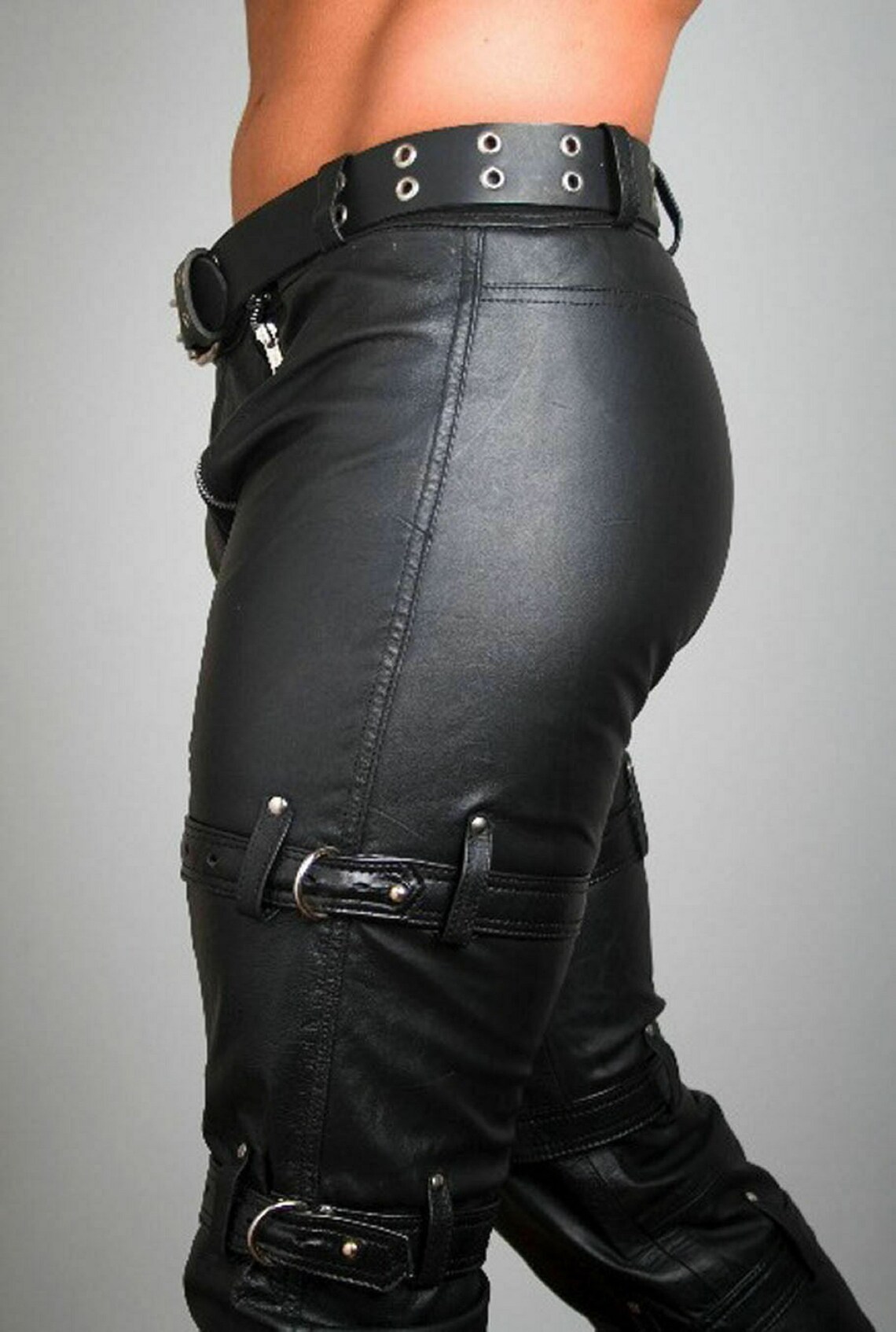 Men Leather Pants Genuine Leather Pants Back Zipper Pant Cargo Etsy