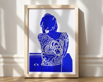 Yakuza A4 ou A3- Linogravure originale