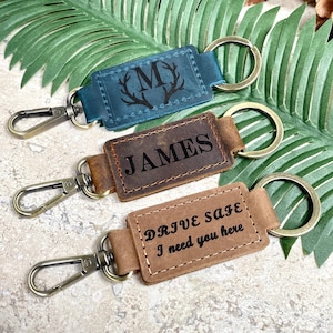 Drive Safe I Love You Customizable Initial Hand Stamped Heavy Duty Leather Travel key chain Best Friend/Boyfriend/Girlfriend / Nurse