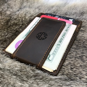 Clip de dinero magnético de bolsillo frontal, billetera magnética personalizada, billetera de imán delgado, titular de la tarjeta para hombres, regalo del padre, billetera personalizada