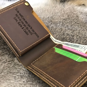 Regalo del Día del Padre para papá, regalo de graduación, billetera personalizada, billetera grabada, billetera de cuero, billetera para hombres, billetera personalizada, regalo de novio para él
