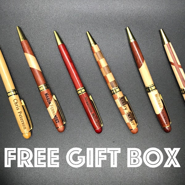 Personalized Engraved Wood Ballpoint Pen, FREE Engraving, Custom Pens, Bamboo Pen, Maple Pen, Rosewood Pen, Wedding Doctor Gifts