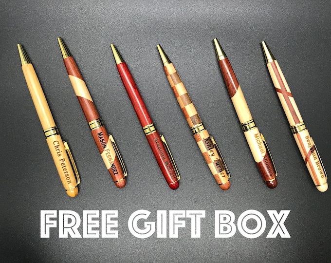 Personalized Engraved Wood Ballpoint Pen, FREE Engraving, Custom Pens, Bamboo Pen, Maple Pen, Rosewood Pen, Wedding Doctor Gifts