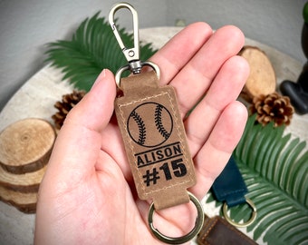 Porte-clés baseball en cuir personnalisé, cadeaux d'équipe
