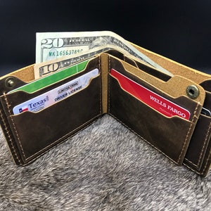 CARTERA DE CUERO BIFOLD personalizada, Cartera para hombre, Regalo para marido, Cartera grabada con fecha de aniversario, Regalo de cuero personalizado, Cumpleaños