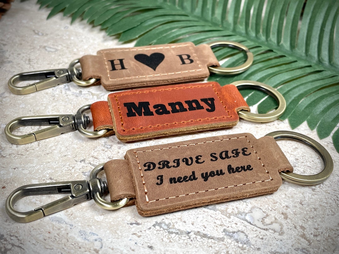 Personalized Leather Keychain, Gifts Under 10, BIRTHDAY GIFT, Gift for ...
