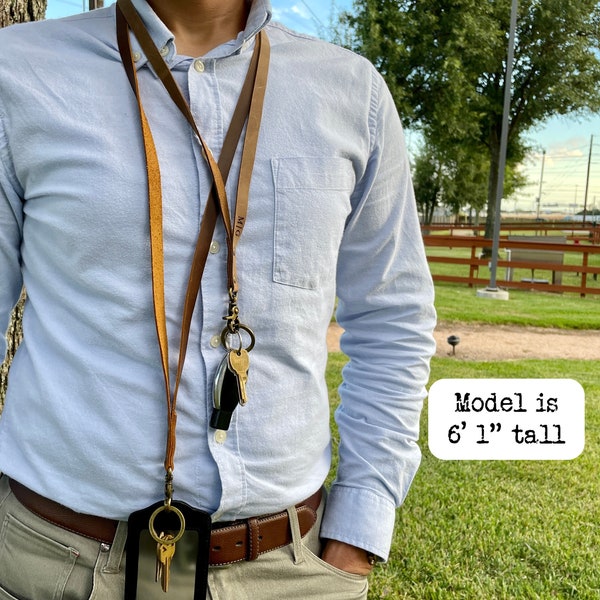 Personalized Leather Teacher Lanyard, Christmas Gift