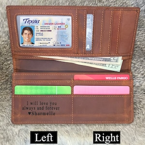 CANELA Cartera de cuero larga personalizada, Cartera de cuero grabada con láser, Cartera larga unisex, Cartera personalizada, Regalo para hombres, Regalo de Navidad