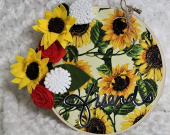 Friends Sunflower Wreath with felt flowers