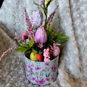 Floral Easter Centerpiece with Bunny and Eggs