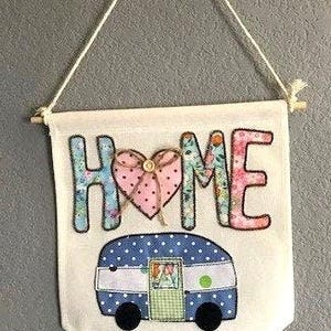 Canvas Camping Trailer, &quot;home&quot; Banner/Flag