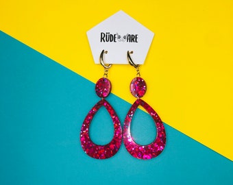 Think Pink Resin Geometric Earrings