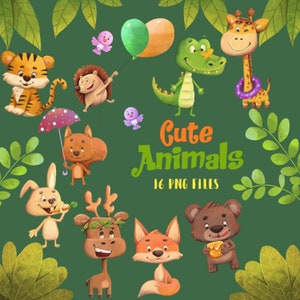 Animal Clipart, Forest Animal Clipart, Cute Animal Clipart, Tiger, Rabbit, Deer, Fox,Giraffe, Squirrel,Bear,woodland clipart,forest clipart