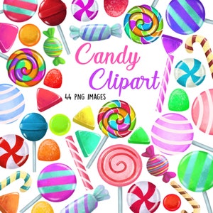 Candy land clipart, Instant Download candy clipart, digital candy clip art, Lollipops Clipart, Rainbow Lollies candy printable,