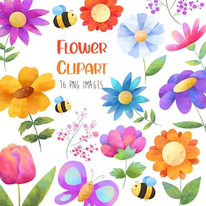 Aquarell Blumen Clipart, Blumen Clipart, Blumen png, Blumen Zeichnung, Frühling Clipart, Aquarell Blumen, bunte Blumen