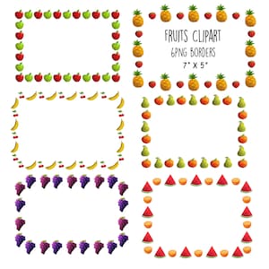 Fruit borders clipart, Fruit frames clipart, Frame clipart, Apple banana watermelon Orange borders, Frame graphics, Instant download