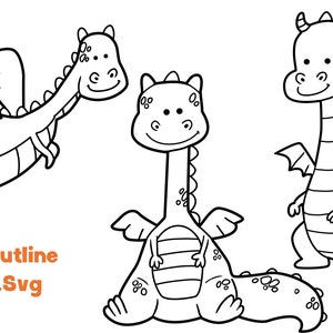 Dragon outline, Cute Dragons, Dragon clipart, Dragon, Dragon bundle, Dragon doodle, Instant download