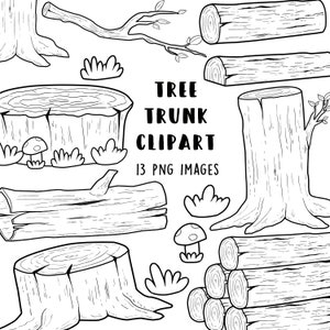 Doodle Tree trunks Clipart, Tree trunk bundle, Digital tree trunks, tree clipart png, Digital tree trunk clipart, tree outline