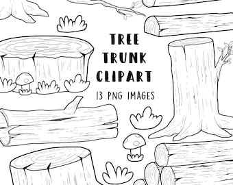 Doodle Tree trunks Clipart, Tree trunk bundle, Digital tree trunks, tree clipart png, Digital tree trunk clipart, tree outline