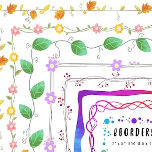 Frame Clipart, Borders clipart, Flower borders Clipart, Rainbow borders png. Rainbow borders clipart, Frame graphics, commercial use