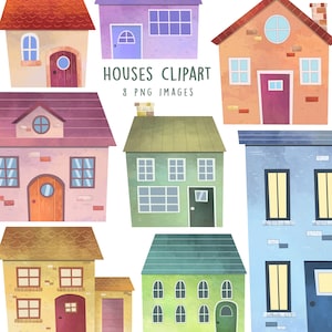 Watercolor House Clipart, House clipart png, house illustration, building clipart, home sweet home, Digital Download, watercolor house