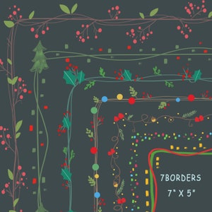 Bordes navideños, bordes festivos, imágenes prediseñadas de bordes navideños, imágenes prediseñadas de vacaciones, conjunto de imágenes prediseñadas de bordes festivos, imágenes prediseñadas de borde PNG