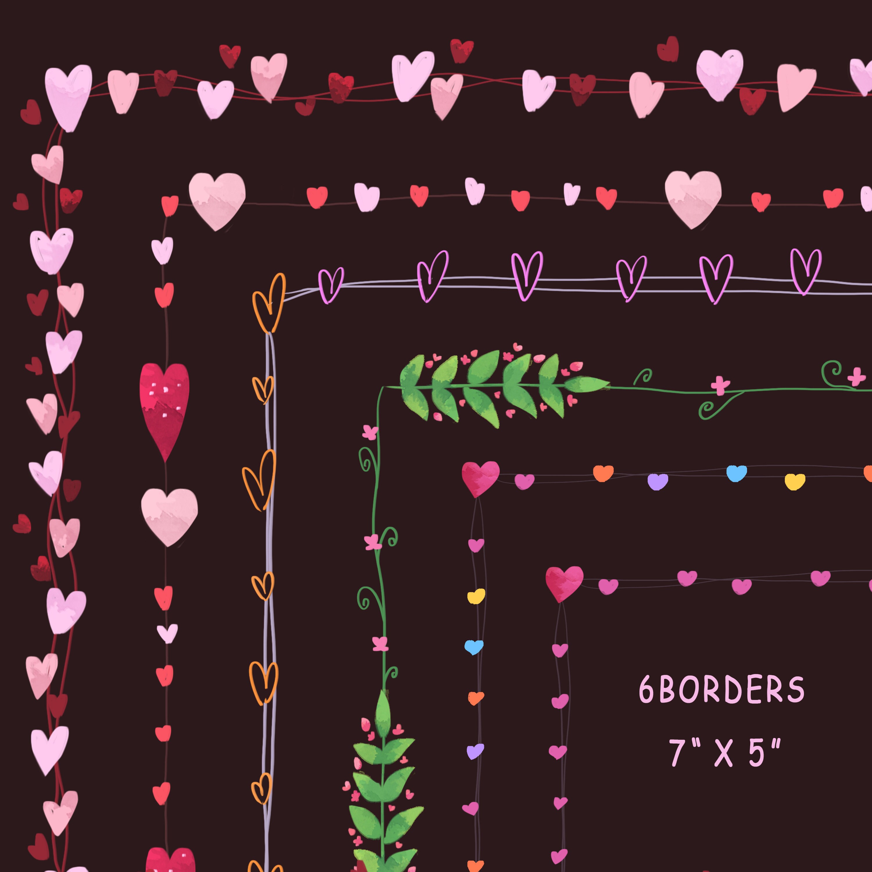 Valentine Frame Clipart, Borders clipart, Hearts borders Clipart, borders png clipart, Frame graphics, commercial use, Happy Valentine