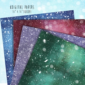 Digital paper snowflakes, Christmas wallpaper background, Snow digital paper, snow scrapbook paper, falling snow, winter digital paper