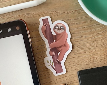 Cute Sloth vinyl sticker/ Kawaii sloth stickers, gifts for sloth lovers, perfect water bottle, notebook, scrapbooking or laptop decal