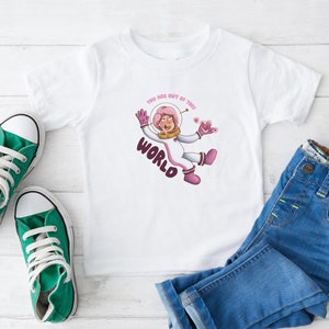 Estás fuera de este mundo: camiseta para niños con temática espacial para fanáticos del espacio, linda camiseta de astronauta para niños de 2 a 6 años, top de algodón blanco