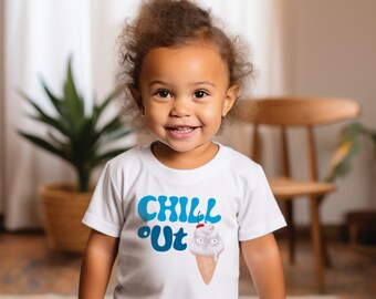 Chill out ice cream graphic tee children's summer top unisex shirt for kids ice cream lover toddler shirt summer kids clothing white t-shirt