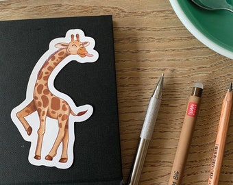 Cute Giraffe vinyl sticker/ Kawaii giraffe stickers, gifts for giraffe lovers, perfect water bottle or laptop decal
