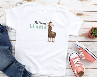 Camiseta No Drama Llama, lindas camisetas de animales para niños de 2 a 6 años. Linda camiseta de llama