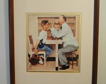 Norman Rockwell -  At The Optometrist Eye Doctor Print Framed